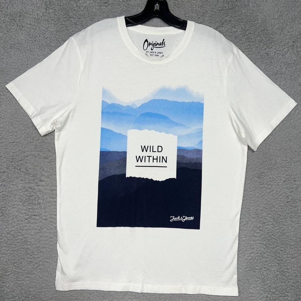 Jack & Jones‎ Originals T Shirt Men's XL White Wild Within Outdoors Tee